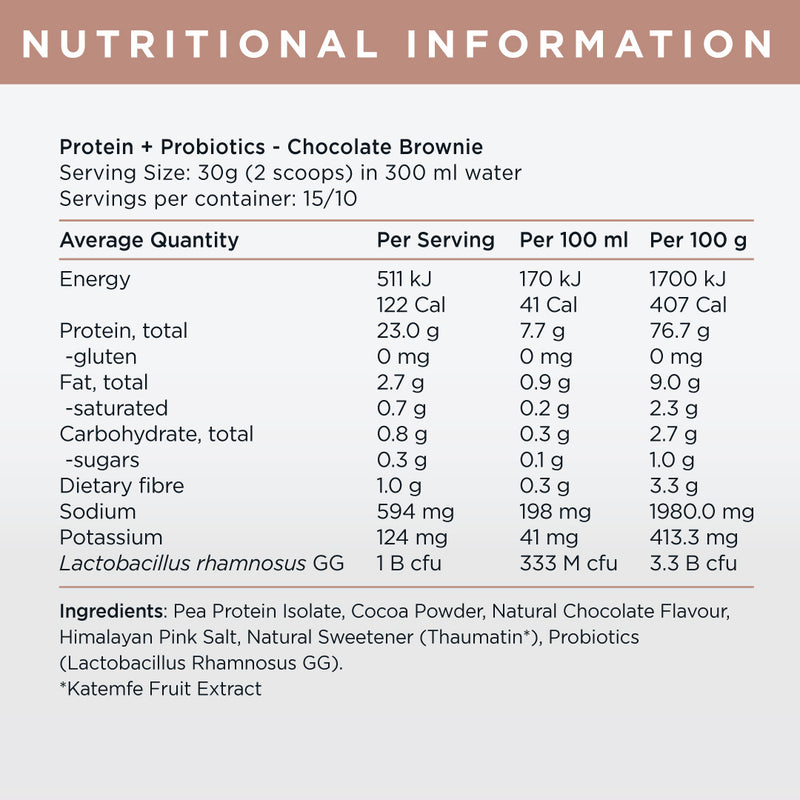 Protein + Probiotics 450g - Chocolate Brownie